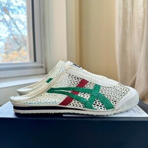 New Onitsuka Tiger Mexico 66 Sabot Slip On Shoes Slipper Mesh Cream Green Red